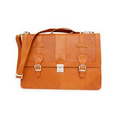 Berkley Top Flap Briefcase w/ Long Shoulder Strap - British Tan